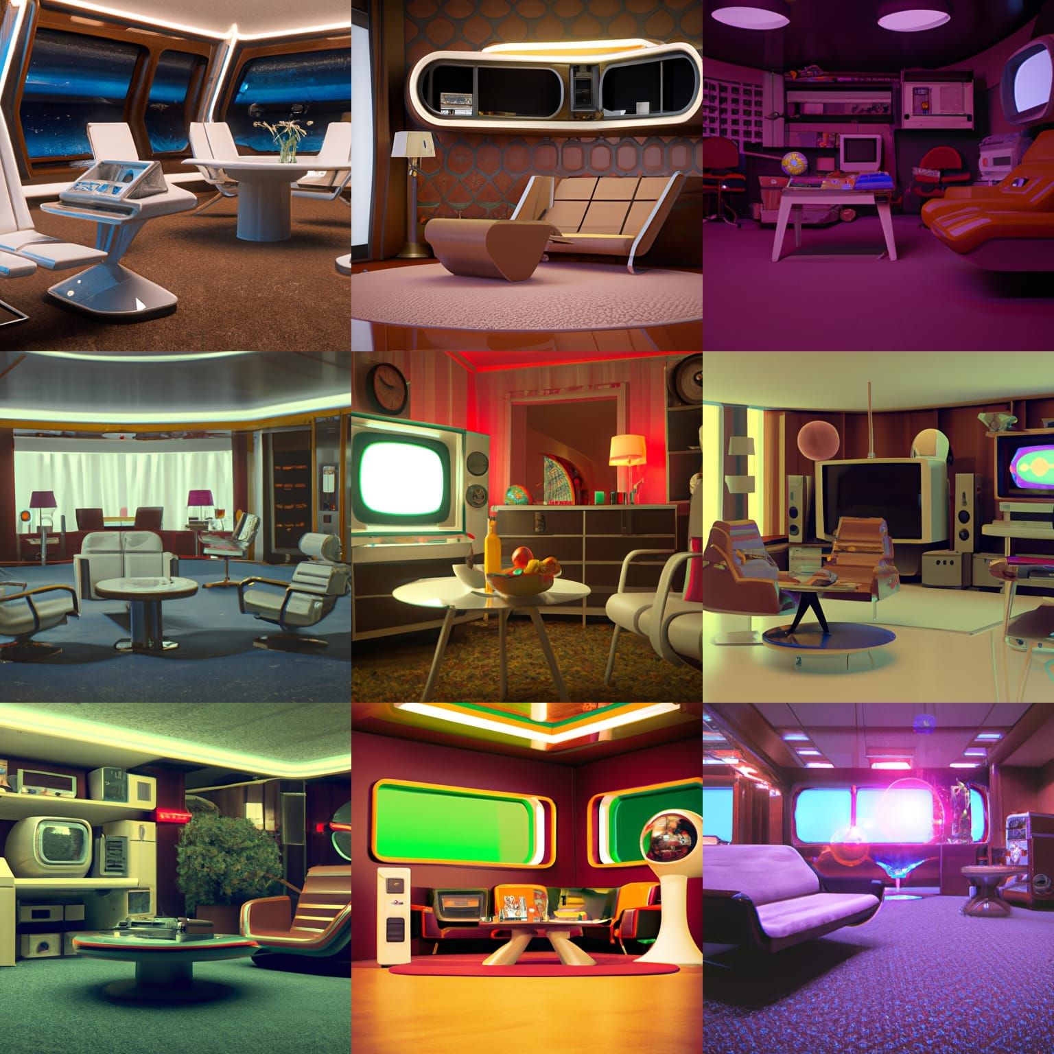 Futuristic 1970s Sci-Fi Living Space