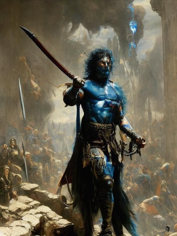 Pictish warrior with blue tattoos