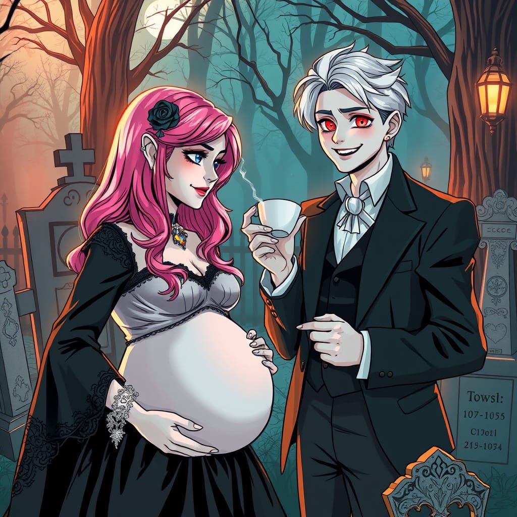 Gothic Love in Cemetery Elegance