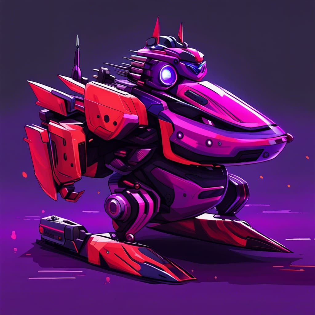 Jetski Transformer Robot with Red and Purple Markings
