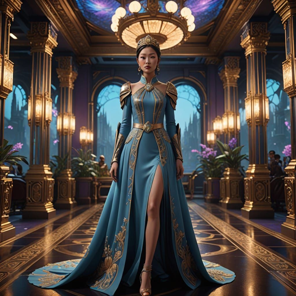 Crystal Liu Shines on the Runway in Lavish Blue and Gold