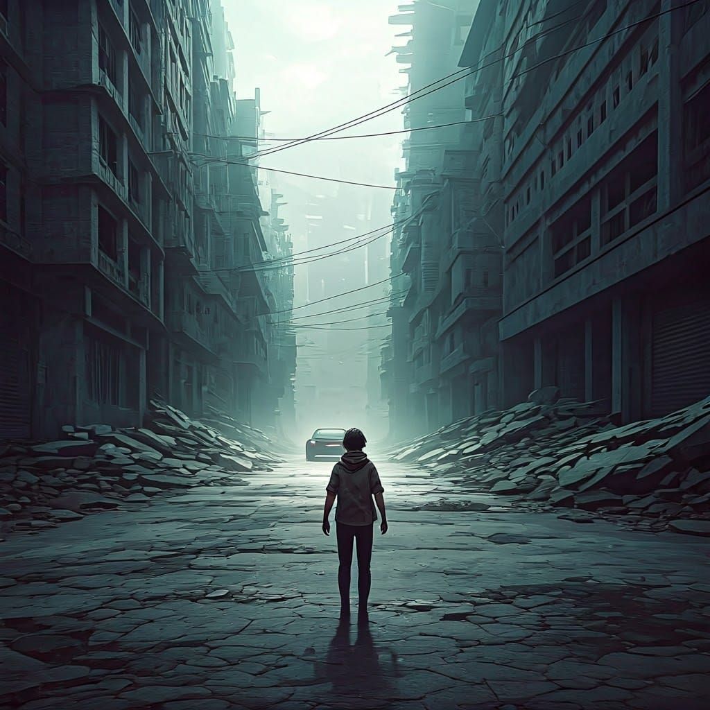 Desolate Anime Cityscape Inspired by Genshin Impact