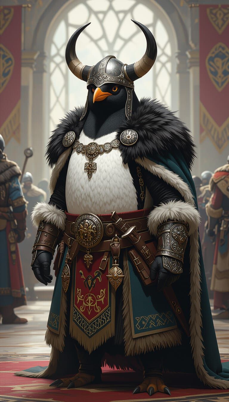 Penguin Viking Warrior in Seed Hall Throneroom