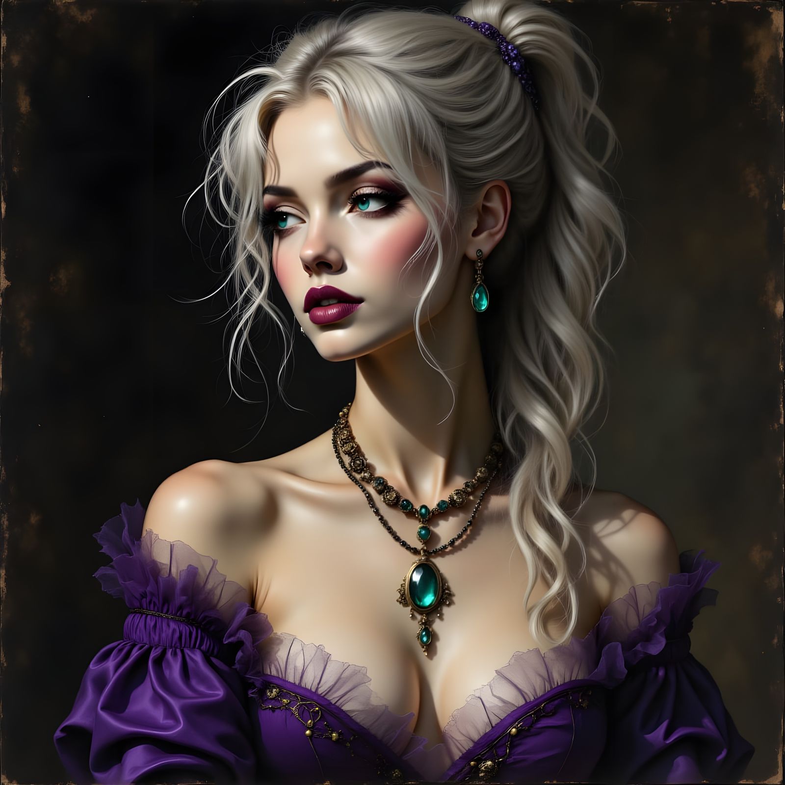 Norse Goddess Portrait in Vintage Style