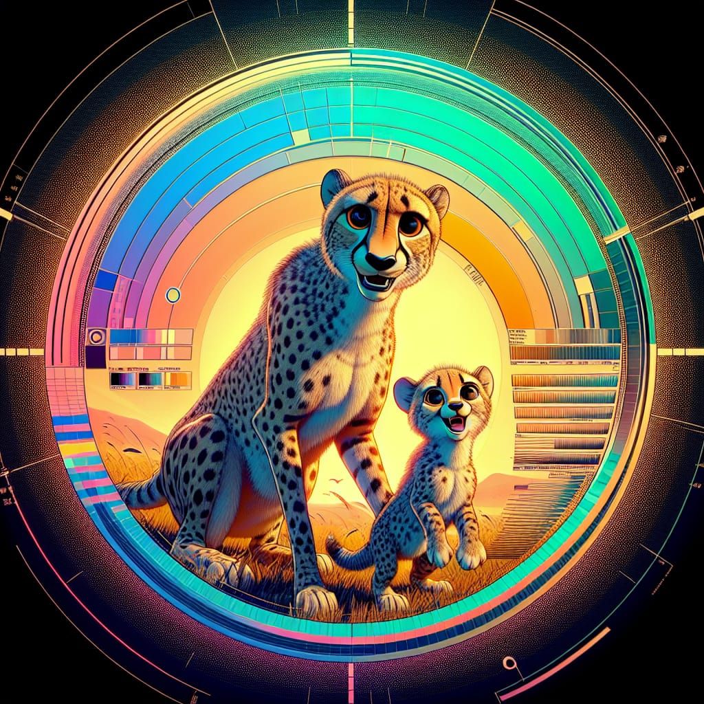 Cartoon Cheetahs in Vintage 3D Animation Style