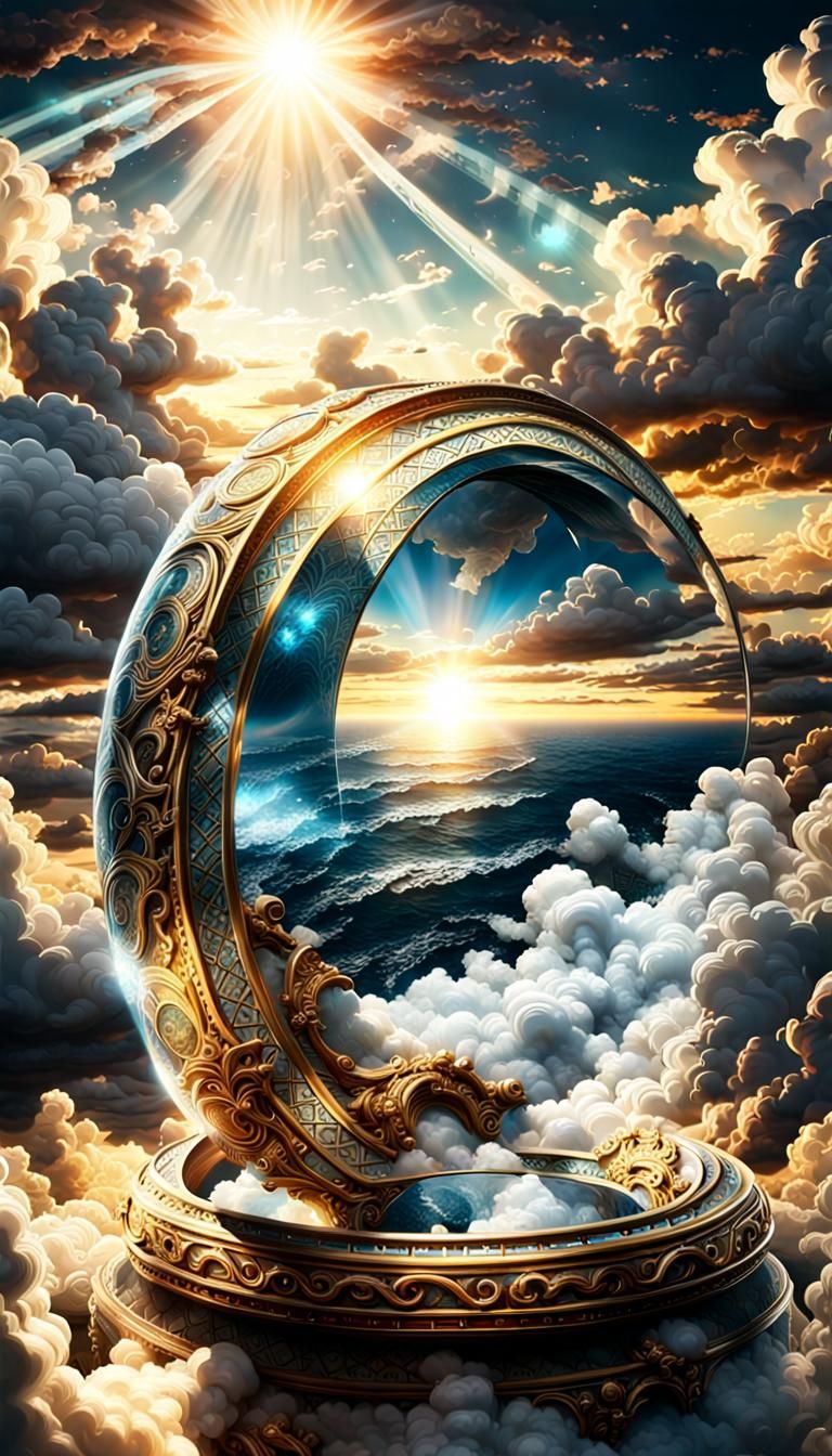Glass Ring with Clouds and Sun: Digital Matte Painting