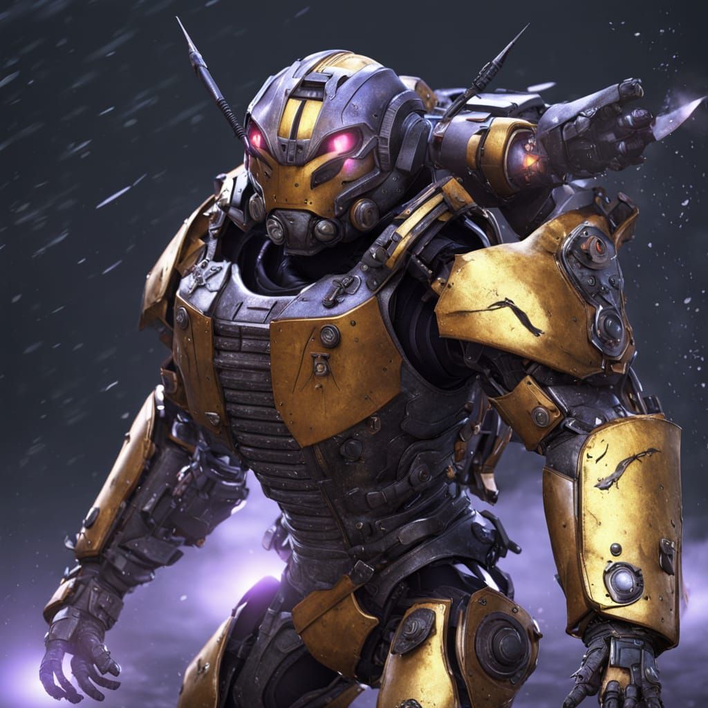 Steampunk Bumblebee Robot Dances in Rainy Dystopia