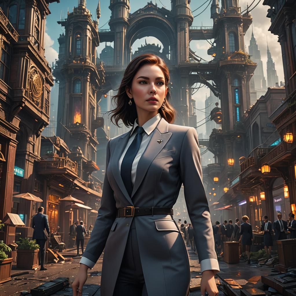 Aesthetic Business Women in Detailed Matte Painting