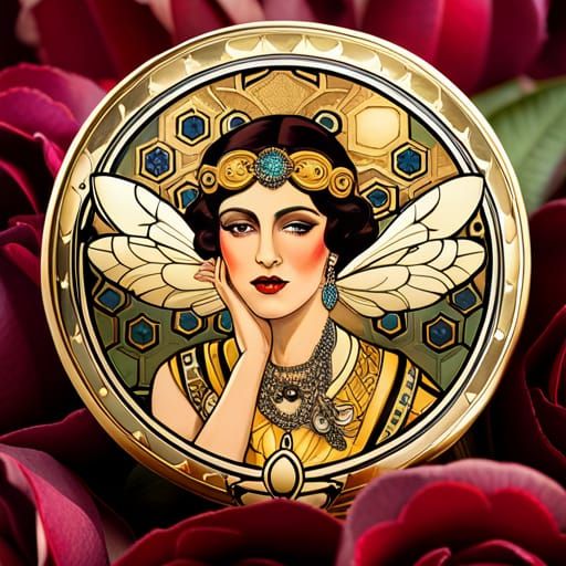 Art Deco Queen Bee Goddess Illustration