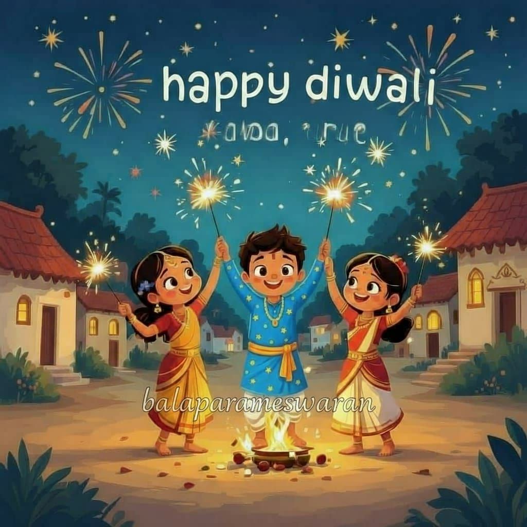 South Indian Children Celebrate Diwali With Sparklers