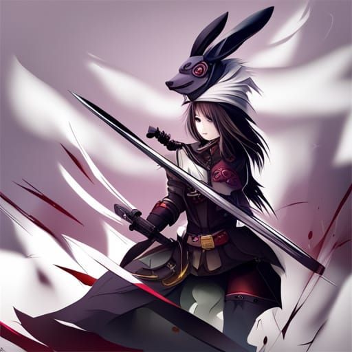 Anime Samurai Rabbits in Deep Color