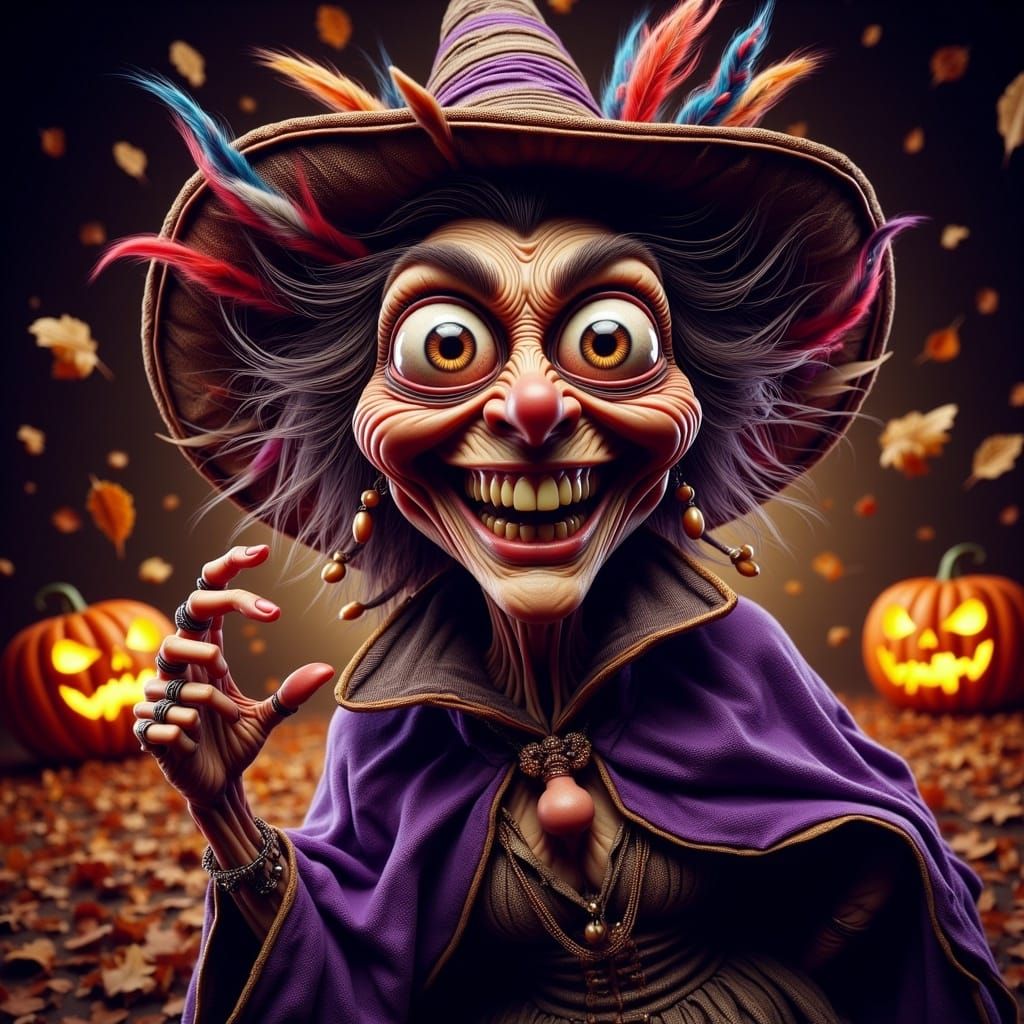 Granny's Halloween: A Whimsical Storybook Illustration