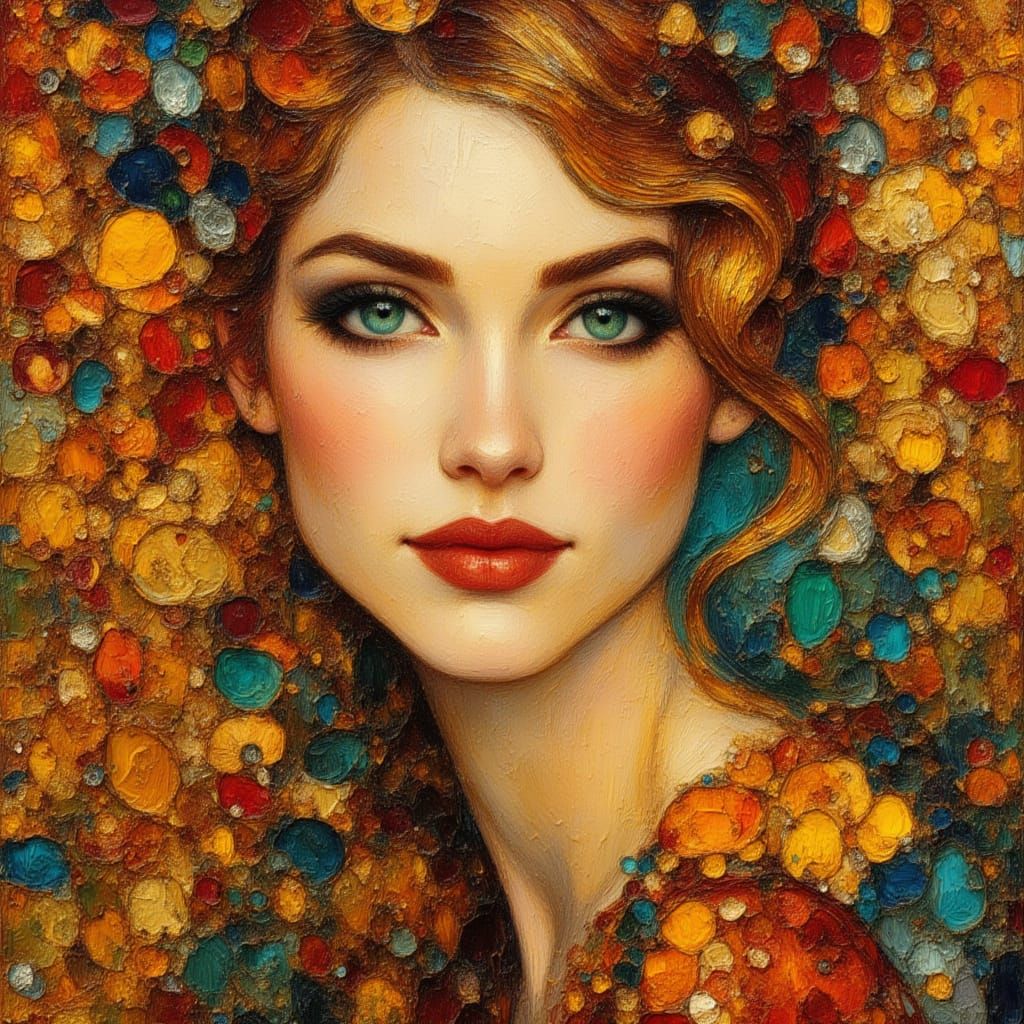 Nature Goddess in Klimt Style with Rich Hues