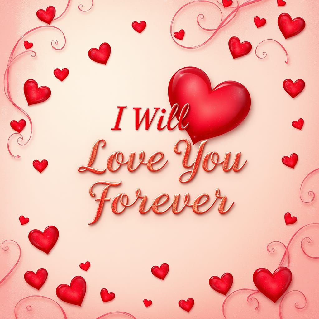 Enchanted Valentine's Day Card with Whimsical Red Hearts and...