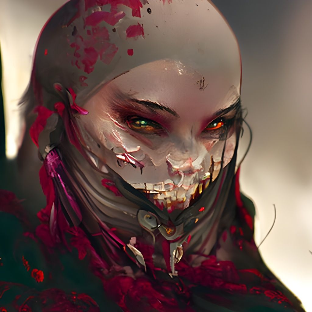 Sinister Beauty: Crimson Blood and Grin in 8k