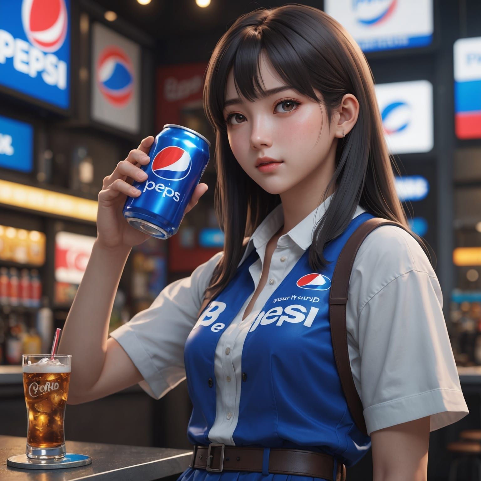 Pepsi Ad in 3D Anime Art Style