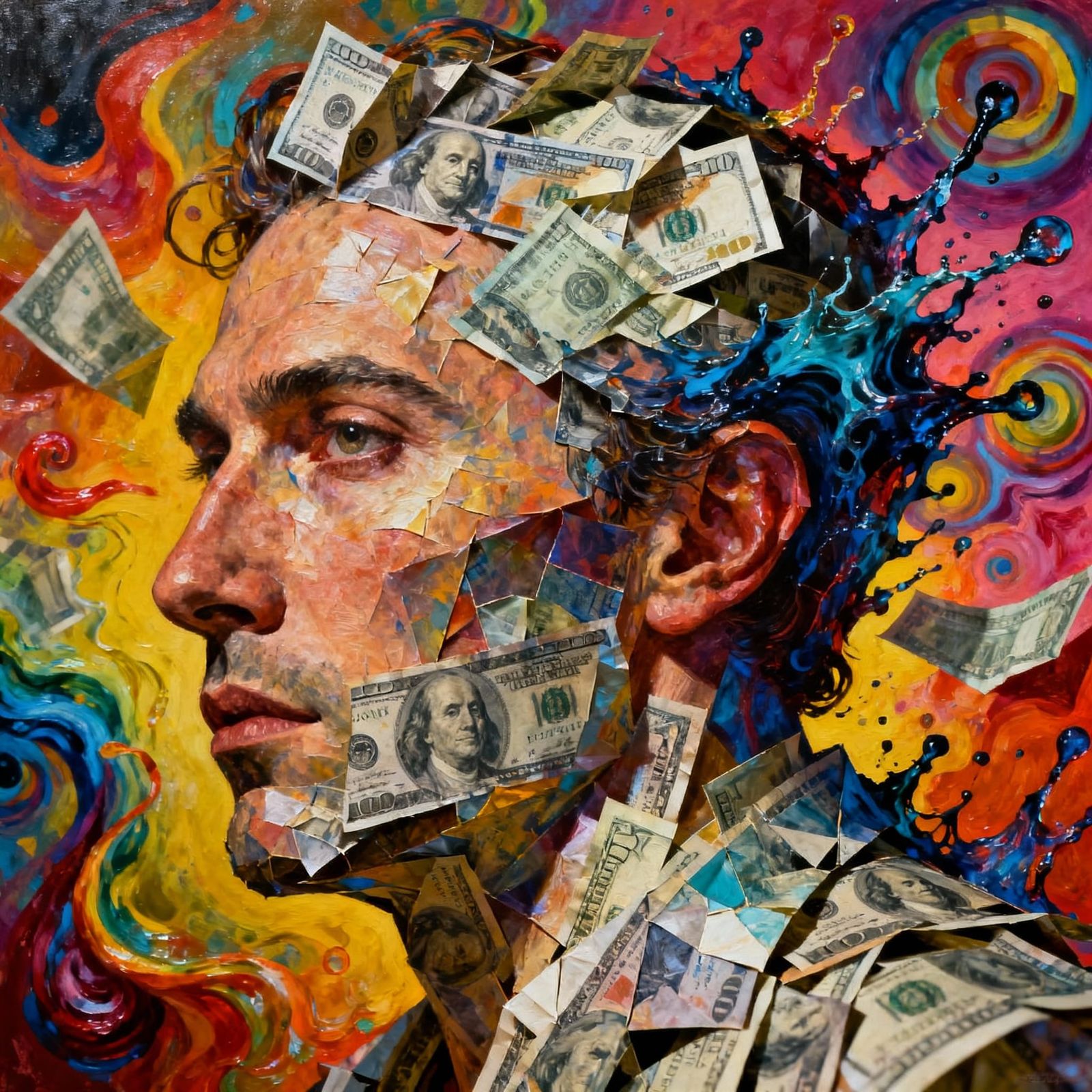 Hyperrealistic Money Artwork with Vivid Color Depth