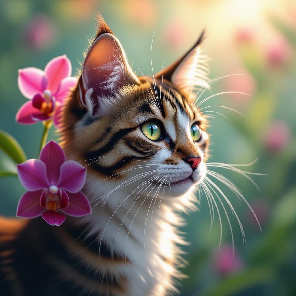 Hyperrealistic Katzenorchidee in Expressive Digital Art Styl...