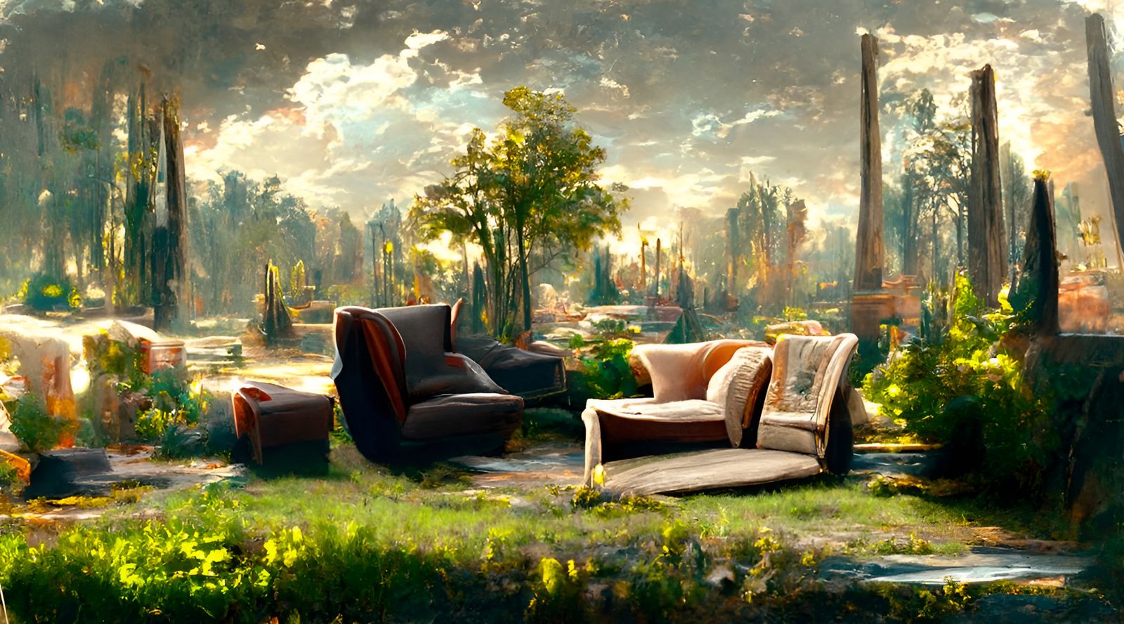 Furniture Landscape in Style of 19th Century Masters