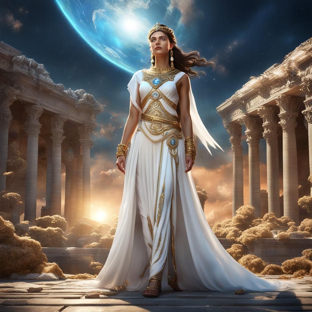 Sparkling Roman Goddess in Stellar Setting