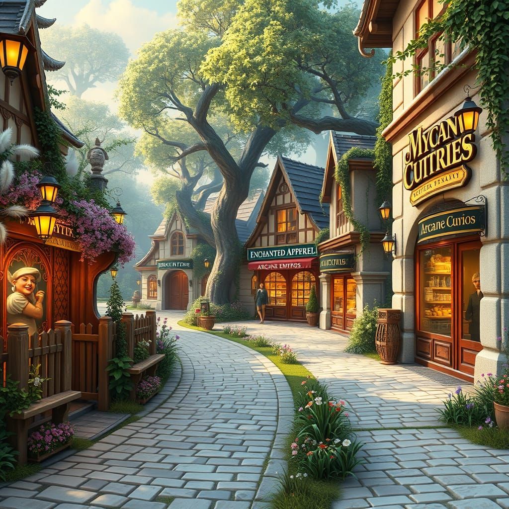 Enchanted Fantasy Town with Whimsical Charm
