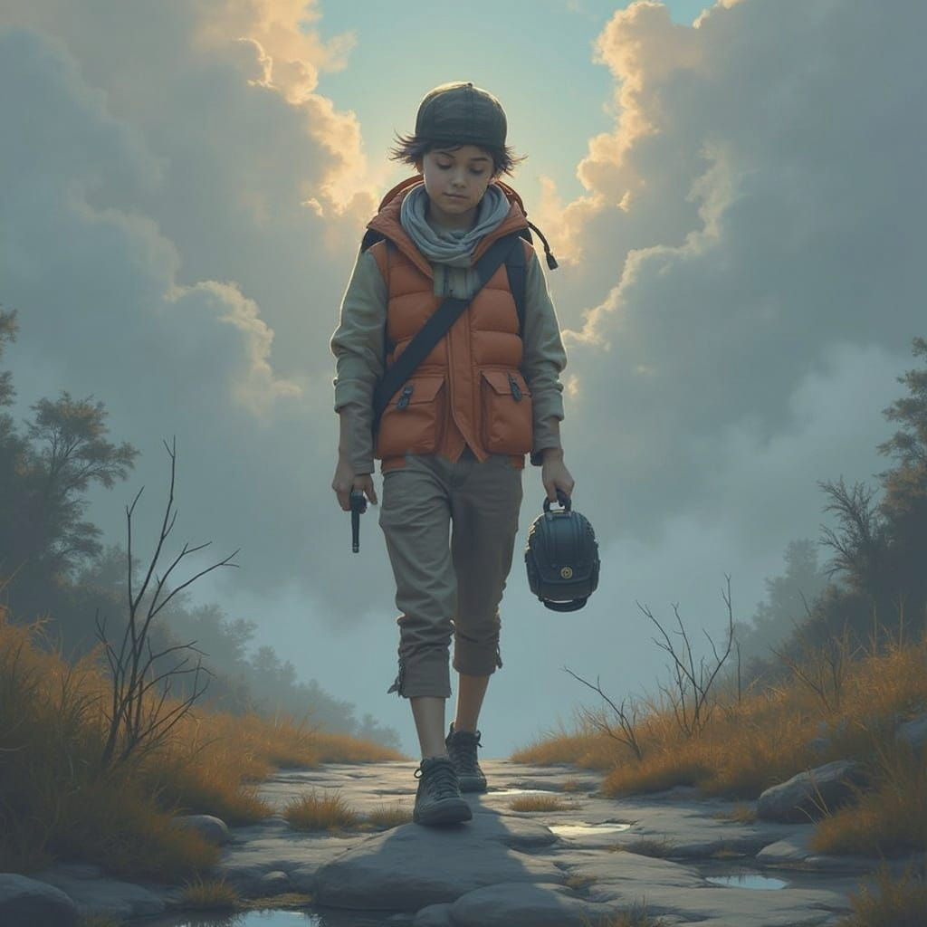 Hyperrealistic Portrait of a Traveler Before Change