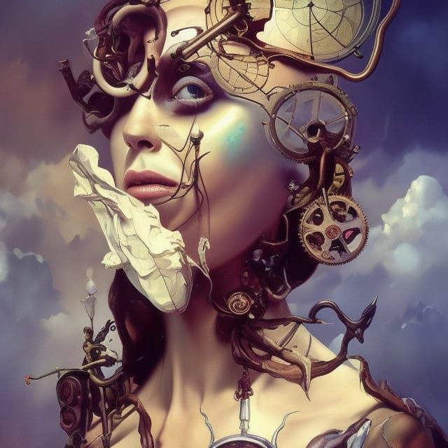 Surreal Steampunk Portrait in Oil, Sinister Concept Art