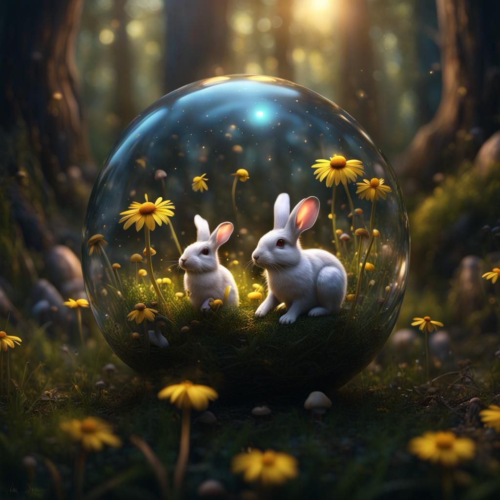 Glass Orb with Miniature Fantasy Scene