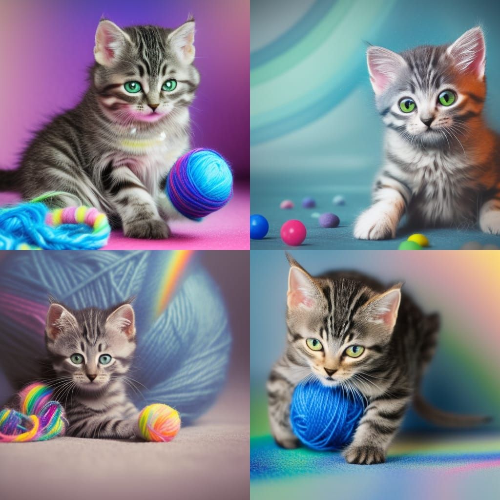 Cute Tabby Kitten Plays with Yarn: 8k Resolution