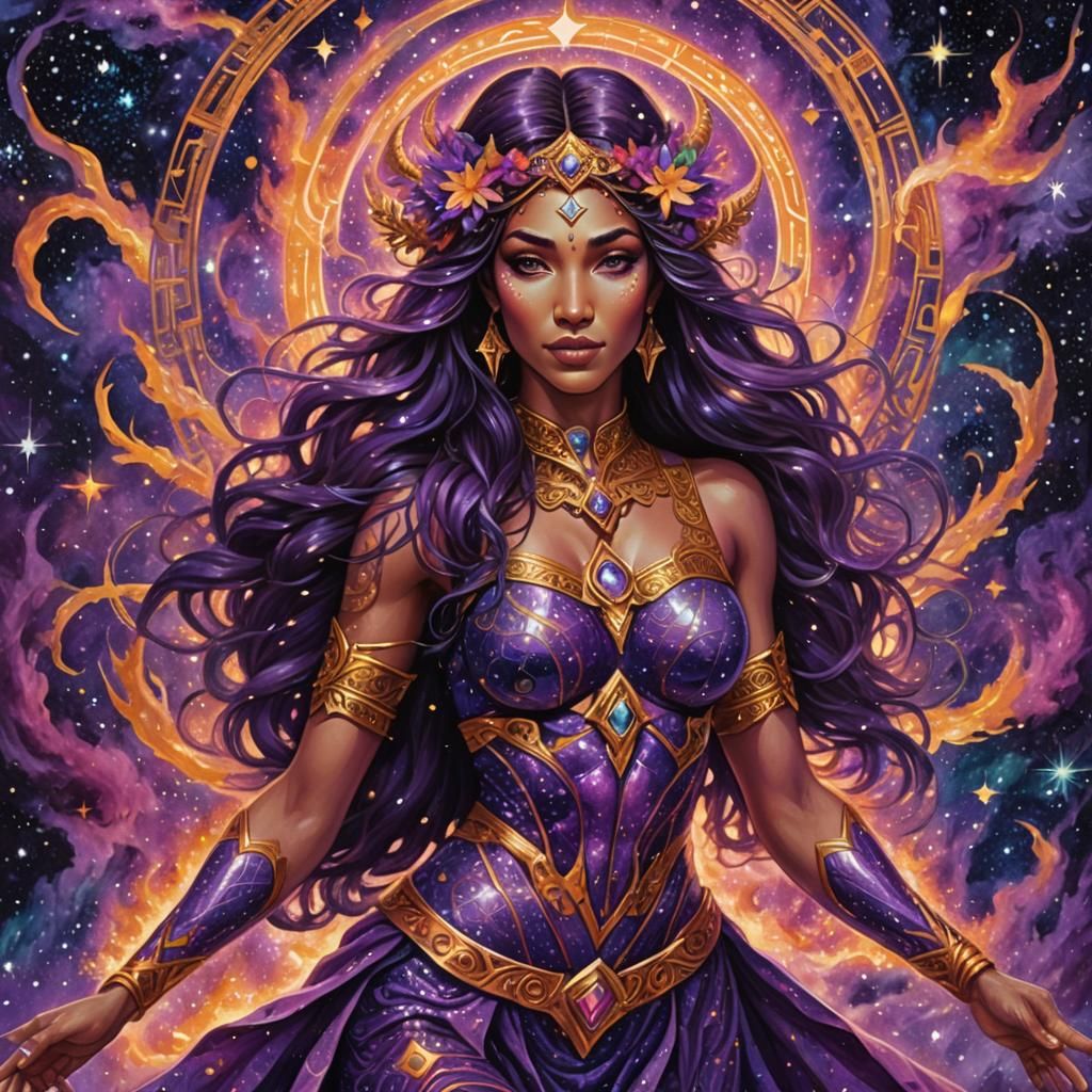Celestial Sagittarius Woman in Cosmic Galaxy