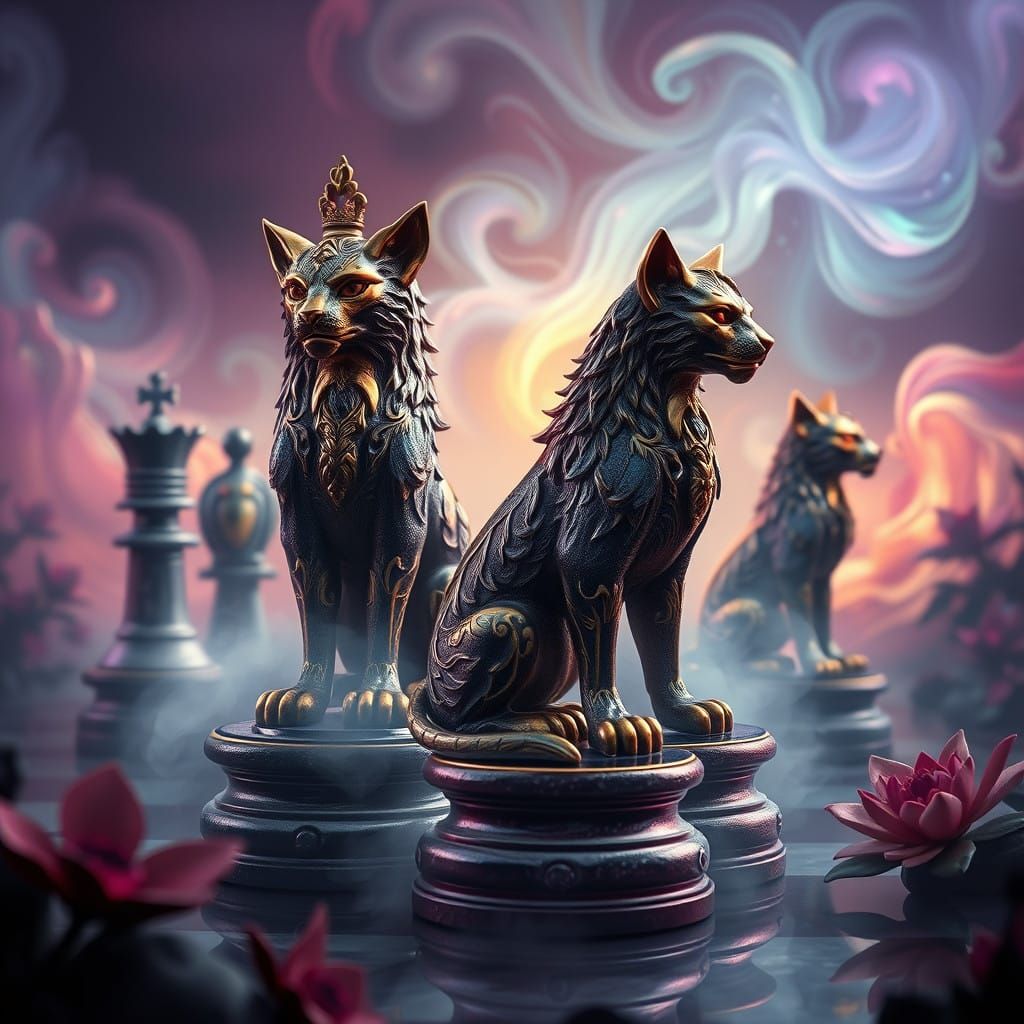 Regal Chess Pieces in an Enchanted Realm