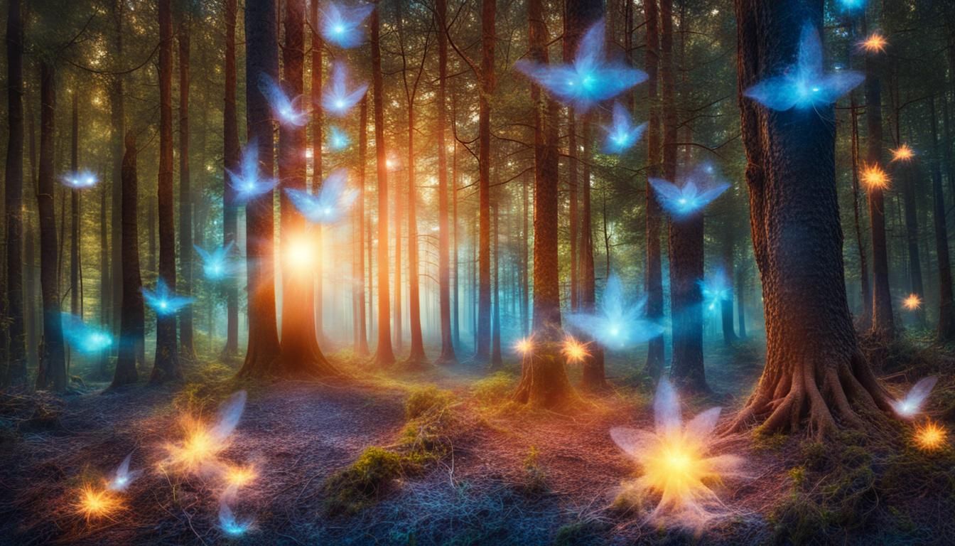 Enchantress with Bioluminescent Orb in Magical Forest