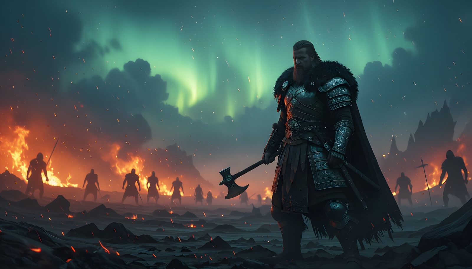 Epic Viking Warrior in Demonic Battlefield