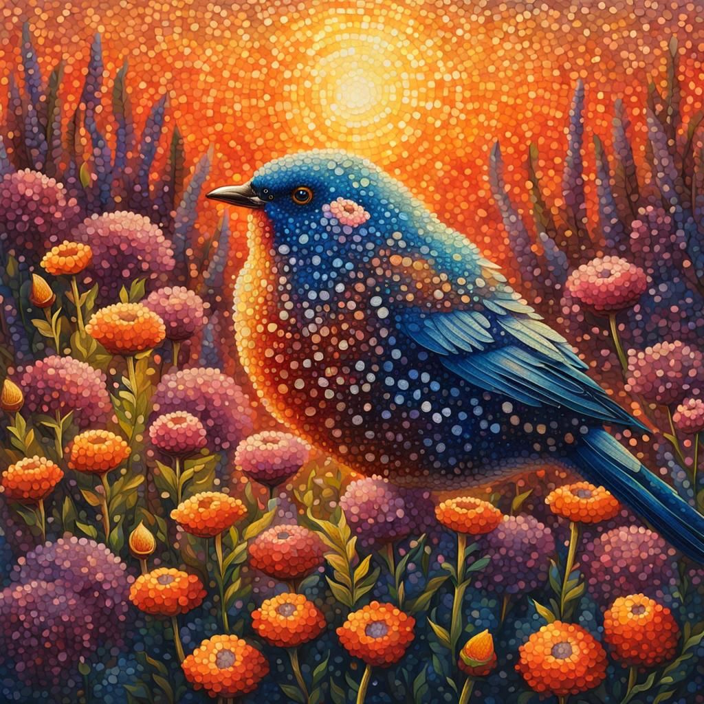 Pointillism art painting