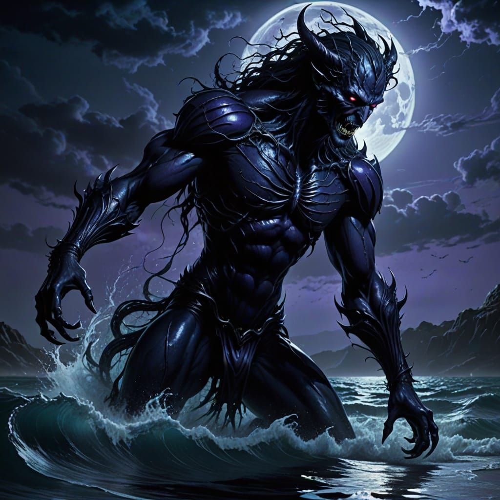 Dark Fantasy Banshee Pulls Man into Ocean