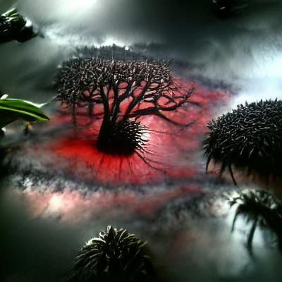 Eerie Blood Tree with Thousand Eyes