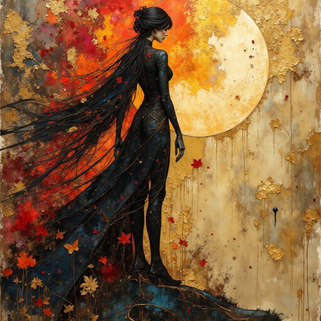 Breathtaking Silhouette with Detailed Fantasy Background