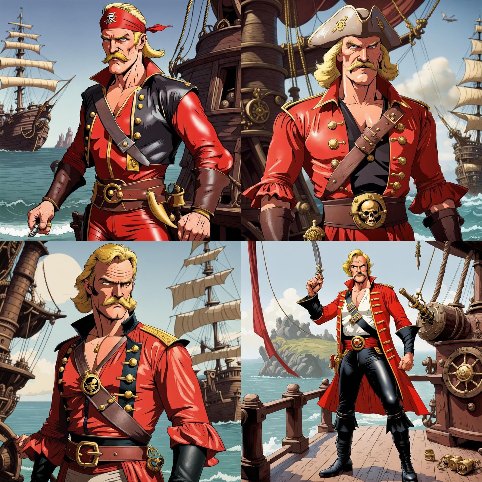 Flash Gordon as Pirate in Cartoon Style