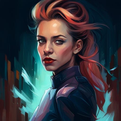 Fantastical Portrait of a Woman in Illustration Style