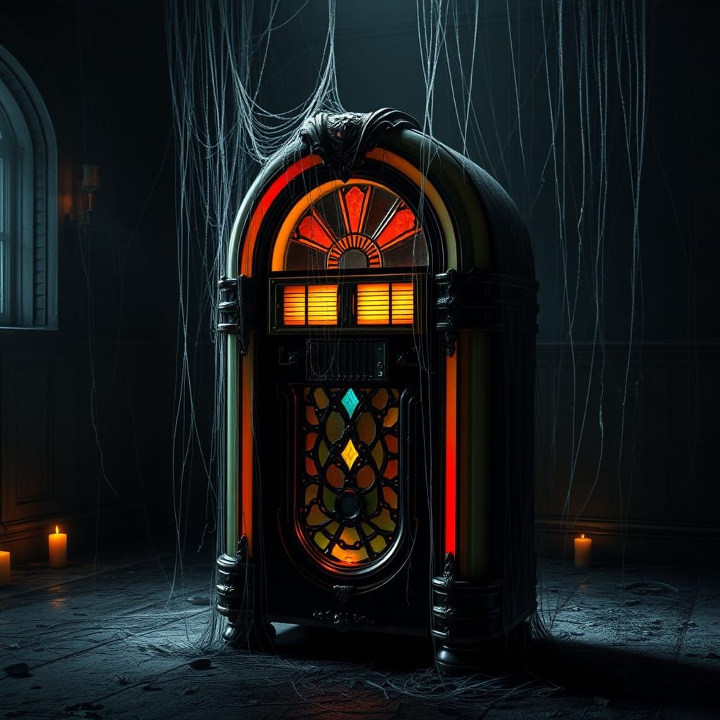 Ornate Jukebox in Forgotten Room, Baroque Style
