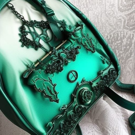 Ethereal Emerald green gothic handbag with teal green accents& gothic vibes& ethereal vibes& magical vibes& dark fantasy...