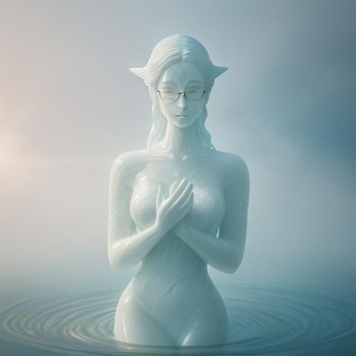 Glass Woman in Milk Bath with Vapor Dragons