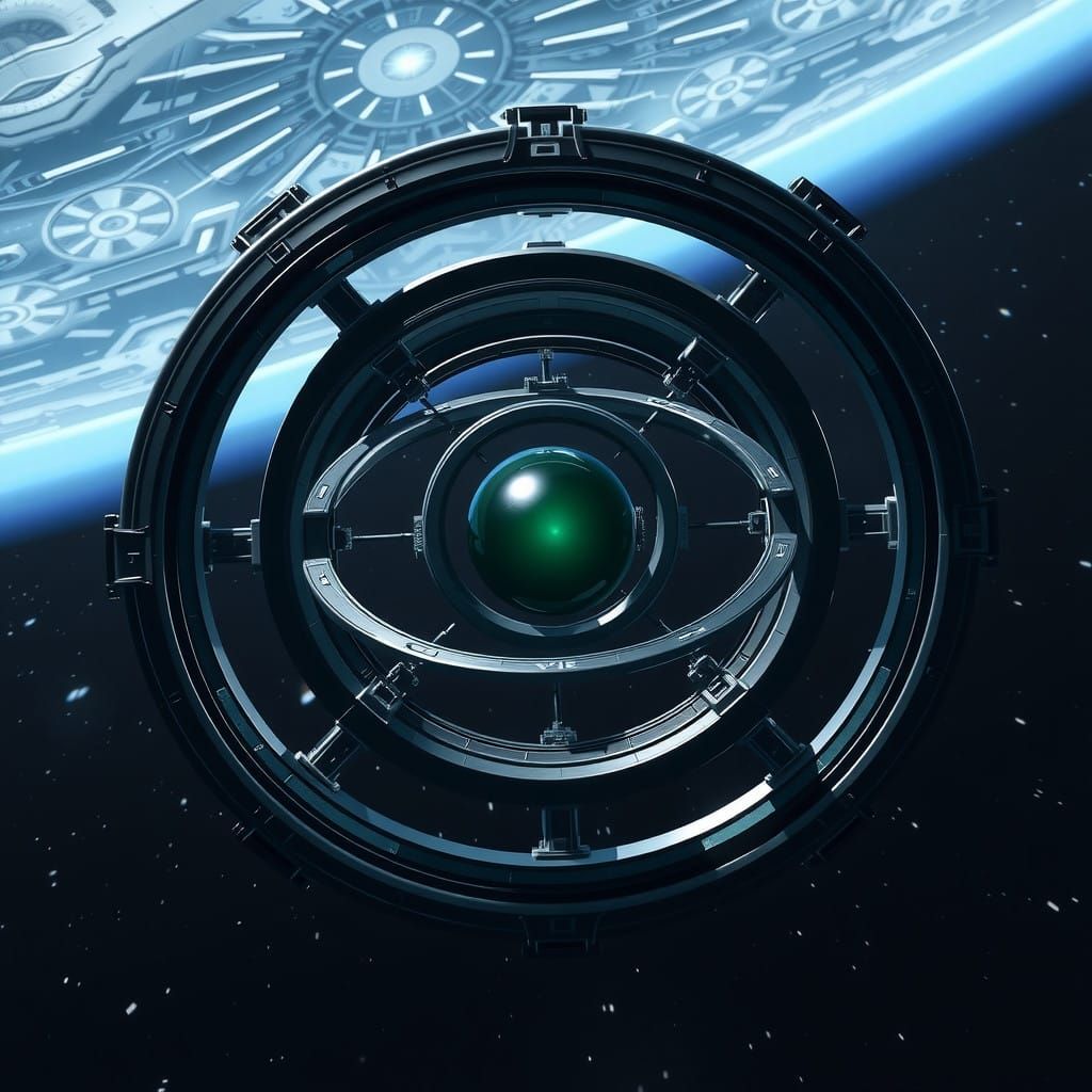 Glowing Orb of Ophanim Space Station in Deep Space