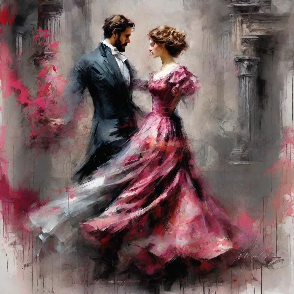 Vintage Ballroom Waltz in Pre-Raphaelite Style