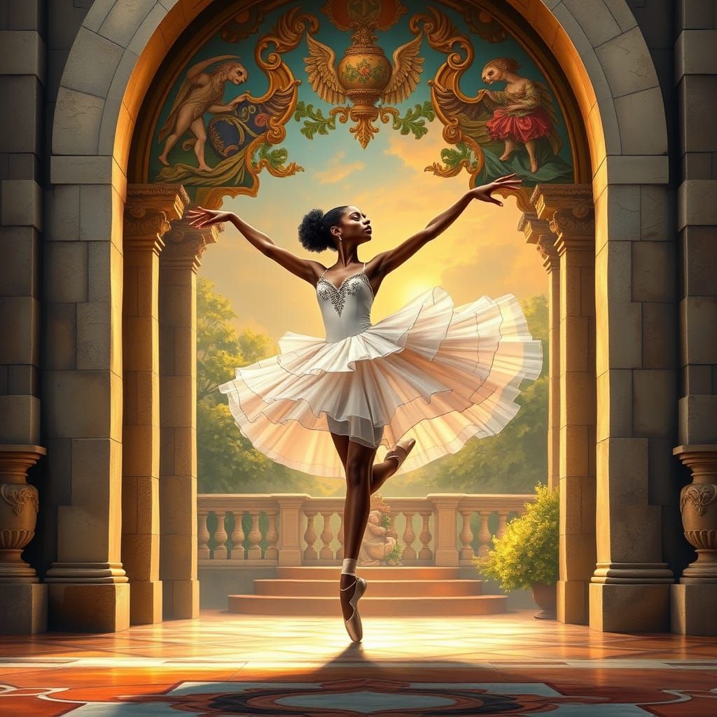 Majestic Ballerina in Baroque Palace