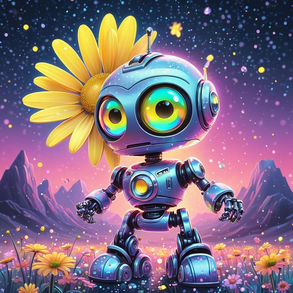 Chibi Robot with flower