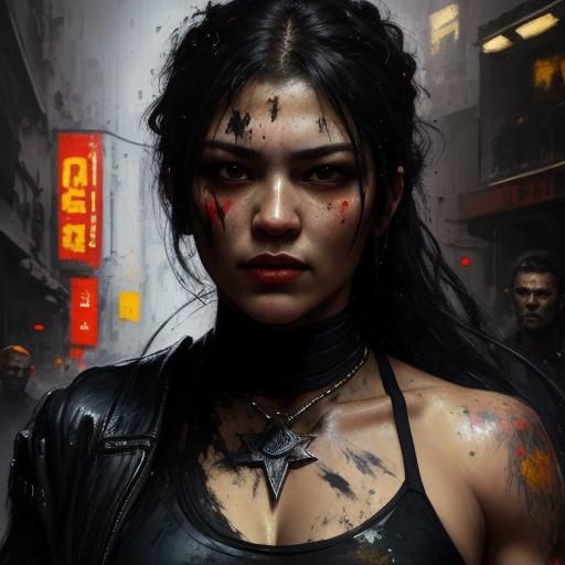 Dark Sinister UFC Fighter in Expressionist Impasto Style