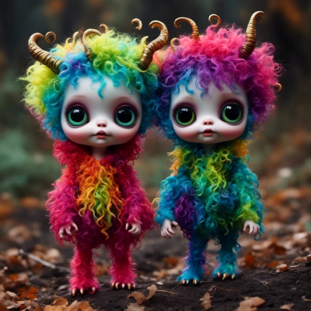 Cute Big-Eyed Baby Monsters on Halloween