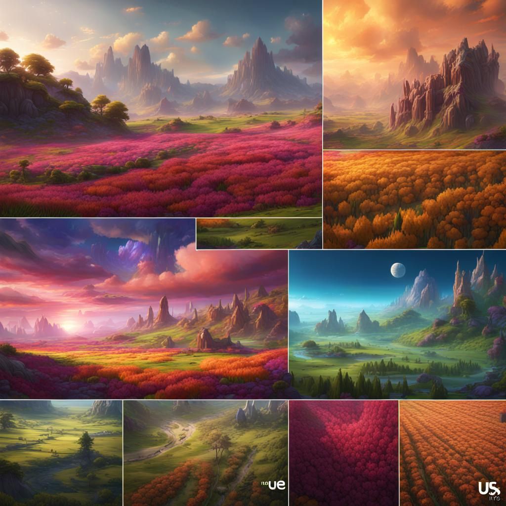 Colorful Fields in Detailed Matte Painting