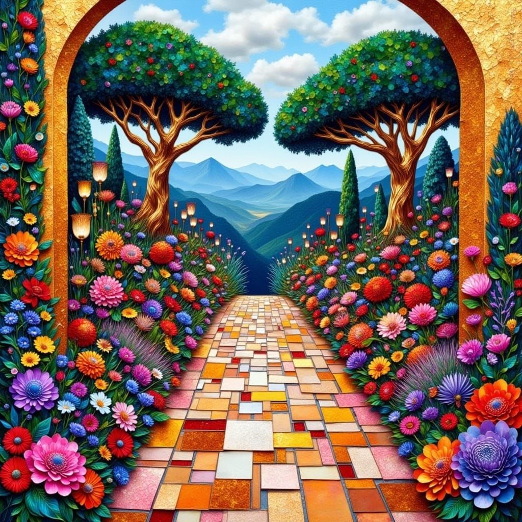 Vibrant Mediterranean Oasis in Maximalist Style